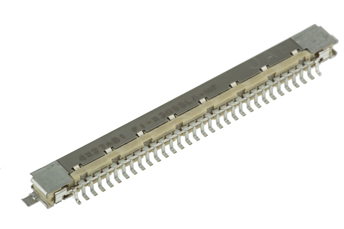 JAE FI-X Series Right Angle Surface Mount PCB Socket, 30-Contact, 1-Row, 1mm Pitch, Solder Termination