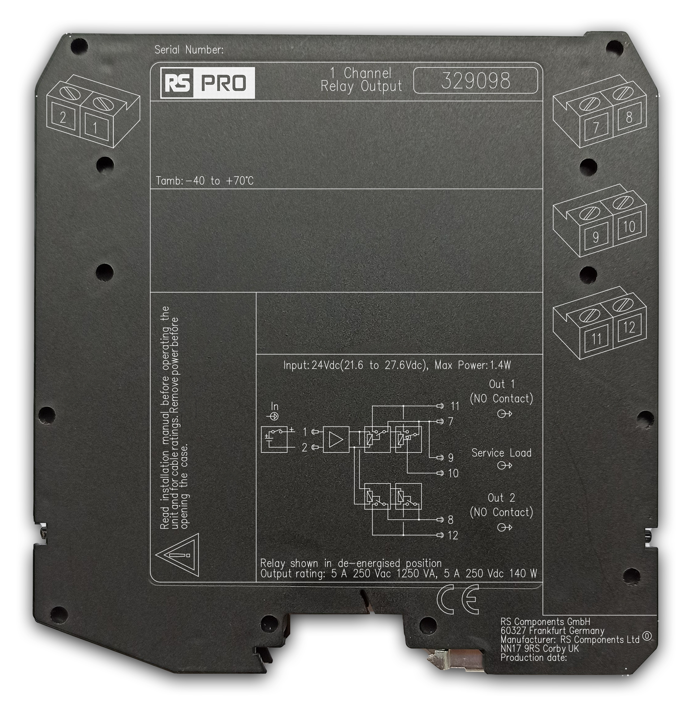 RS PRO 5 A NE/ND Loads 20 Auxiliary Contacts Safety Relay 24V dc, Single Channel 4 Safety Contacts