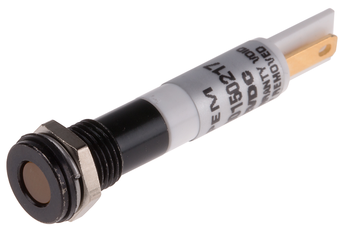 RS PRO Orange Panel Mount Indicator, 10.8 → 13.2V dc, 8mm Mounting Hole Size, IP67