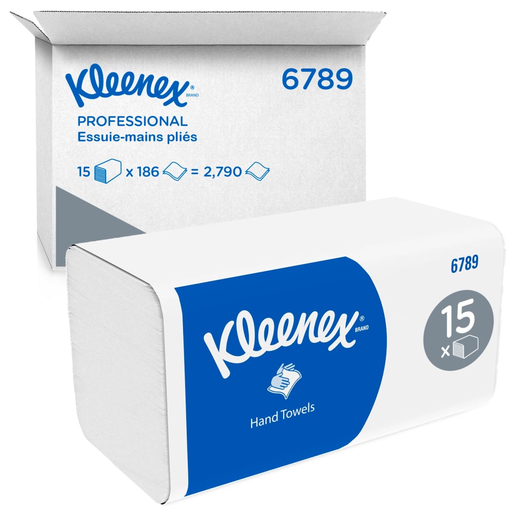 KLEENEX Kleenex Folded White Paper Towel, 215mm, 2-Ply, 186 Sheets