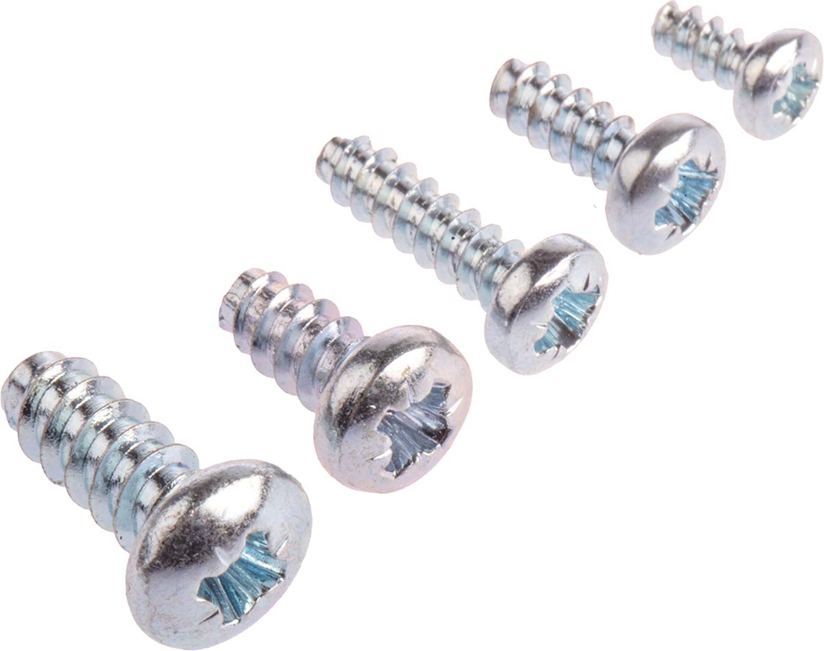 RS PRO Bright Zinc Plated Steel Pan Head Thread Forming Screw, N°4 , 6 , 8, 10 x No.4, No.6, No.8, No.10 x 1/4, 3/8,