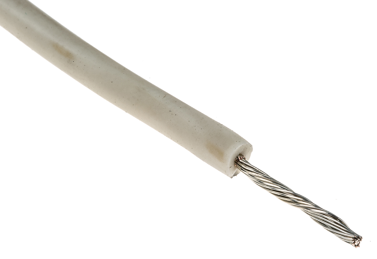 Alpha Wire Hook-up Wire Silicone Series White 0.52 mm² Hook Up Wire, 20 AWG, 10/0.25 mm, 30m, Silicone Rubber