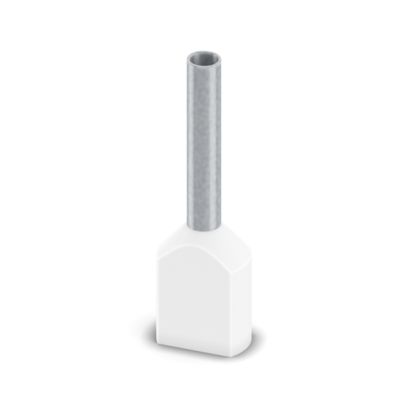 Phoenix Contact, 75 - 12 WH, AI-TWIN 2X 0 Insulated Bootlace Ferrule, 12mm Pin Length, 1.5mm Pin Diameter, White