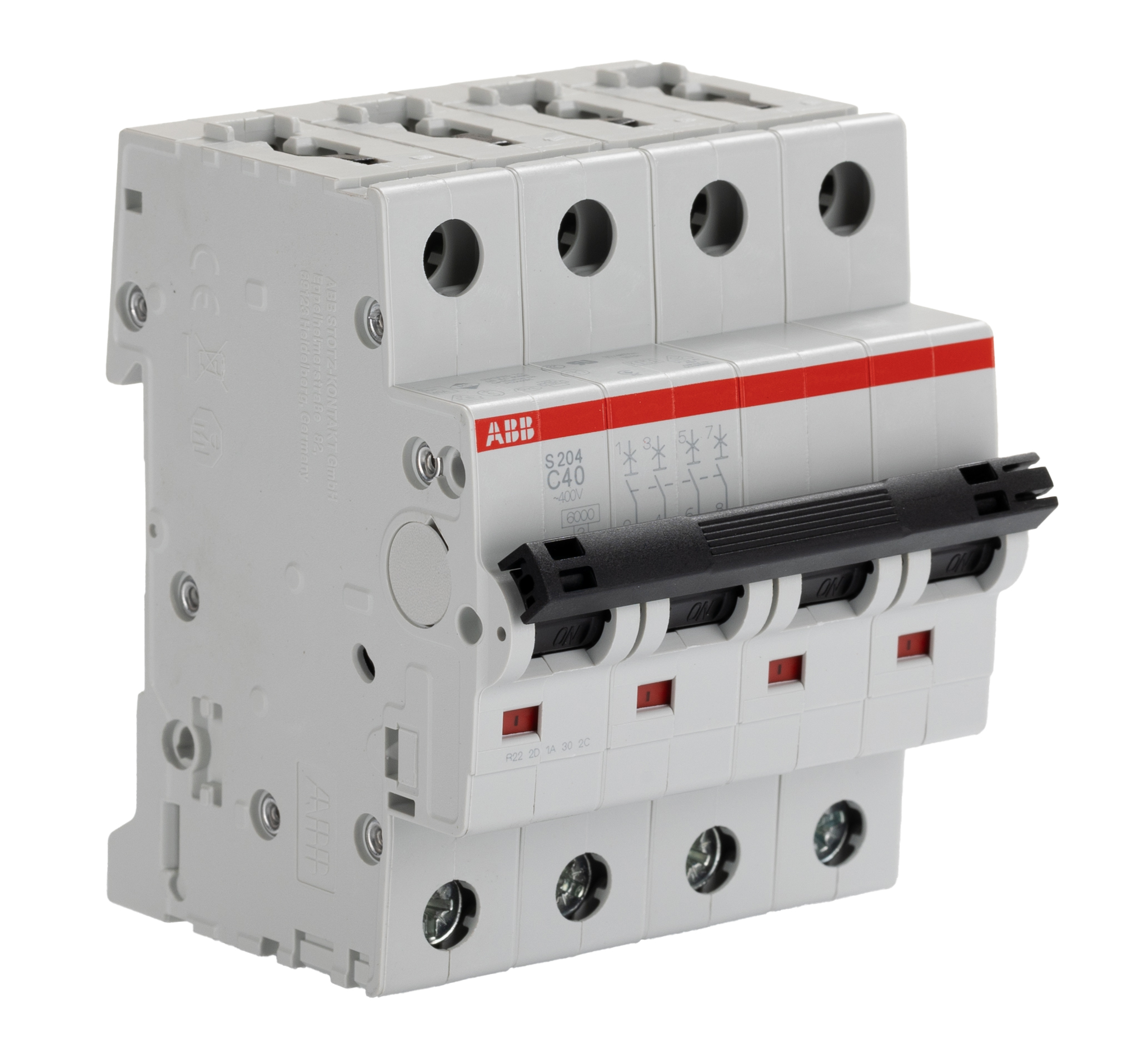 ABB System Pro M Compact S200 MCB, 4P, 40A Curve C, 440V AC, 12V DC, 20 kA Breaking Capacity