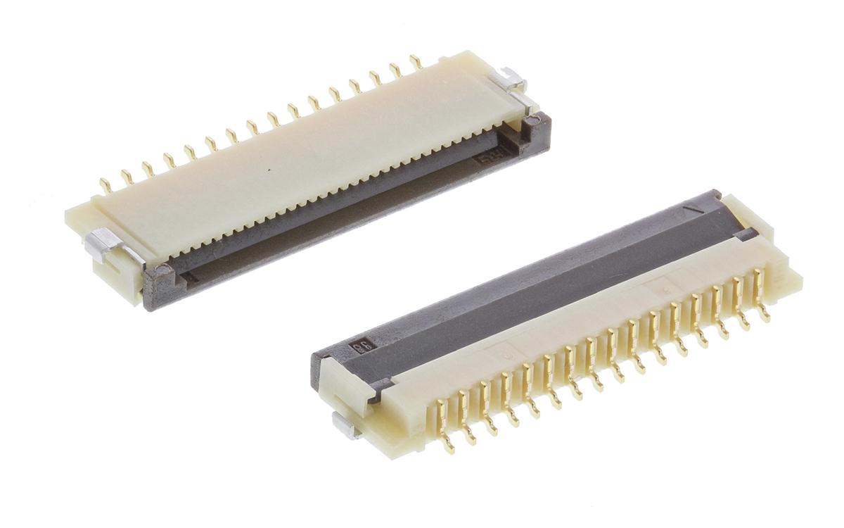 Hirose, FH12 1mm Pitch 16 Way Right Angle Female FPC Connector, ZIF Bottom Contact