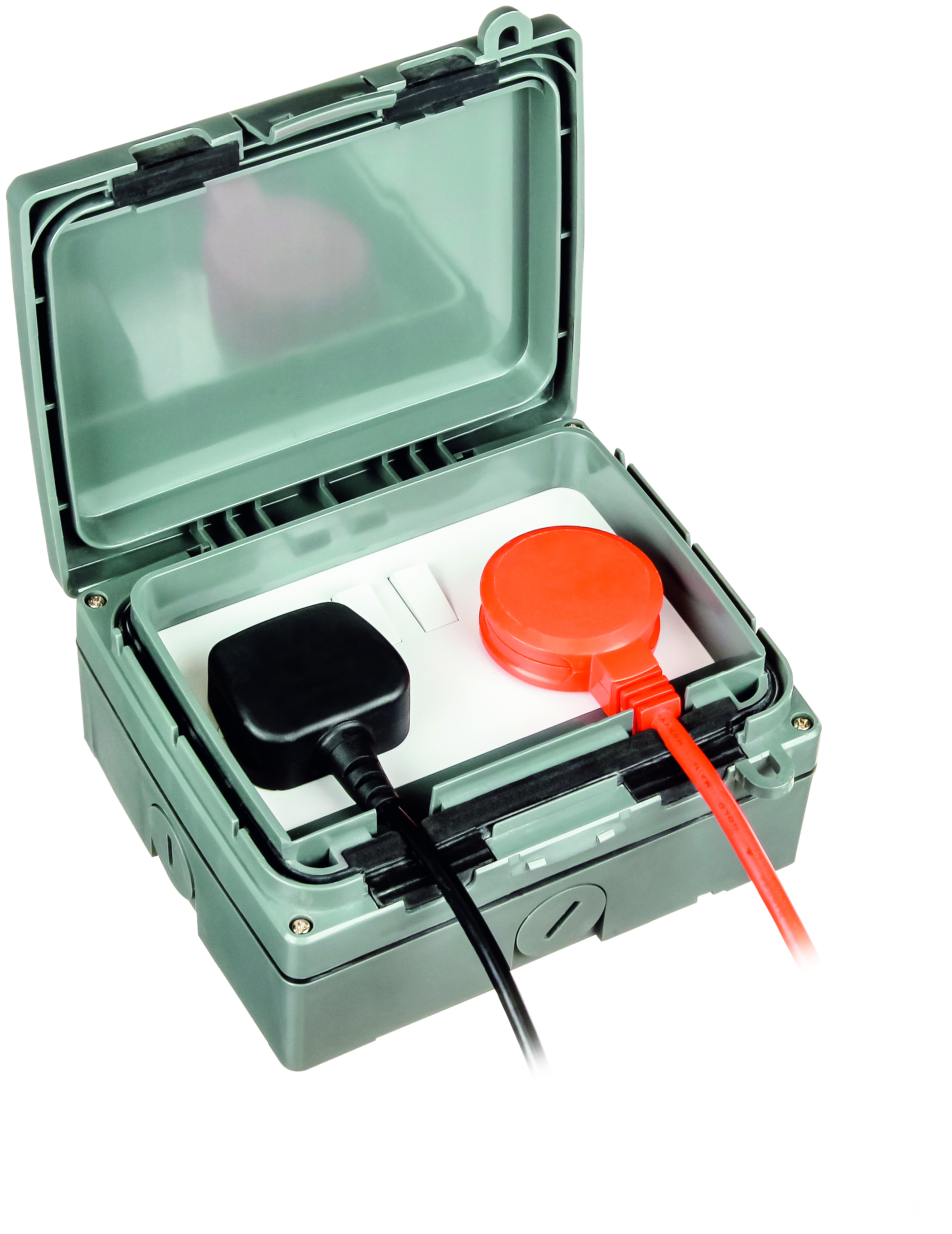 Timeguard Grey 2 Gang Plug Socket, 1 Pole, 13A, Type G - British, Outdoor Use