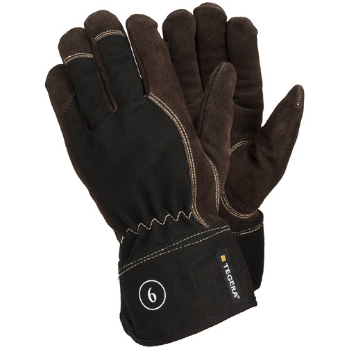 Tegera TEGERA Black, Brown Kevlar Leather Work Gloves, Size 11