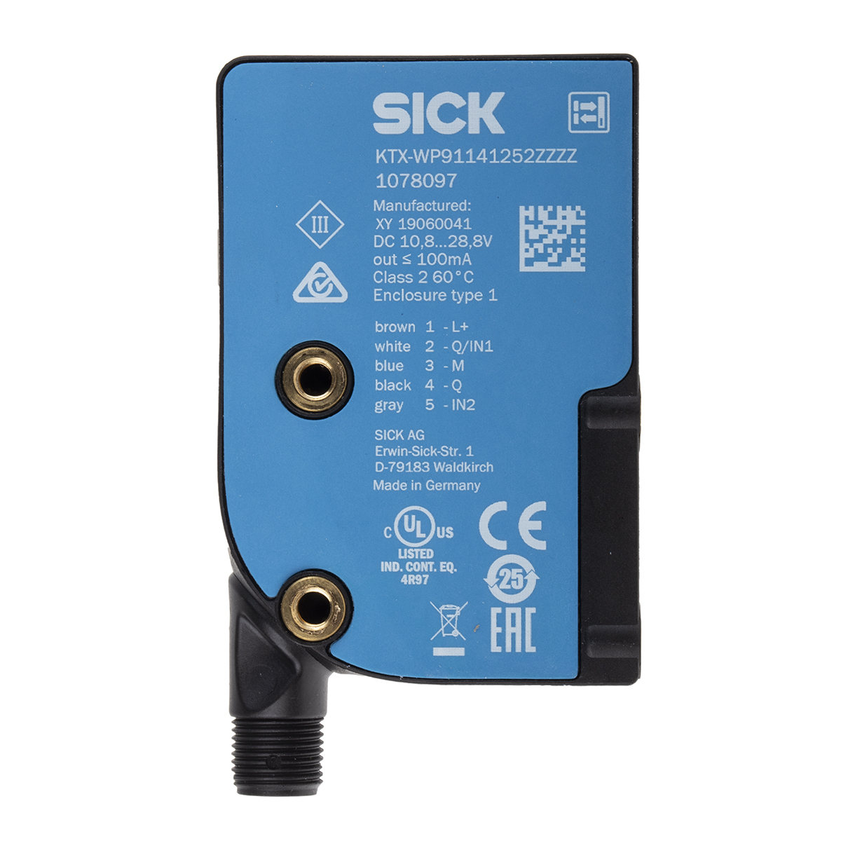 SICK Contrast Sensors 13 mm, RGB LED, PNP, 100 mA, 10.8 → 28.8 V dc, IP67