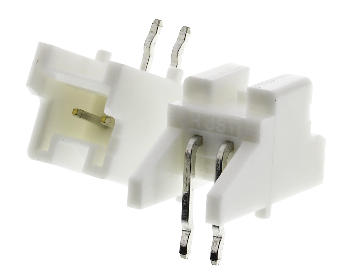 JST PA Series Right Angle Through Hole PCB Header, 2 Contact(s), 2 mm Pitch, 1 Row, Shrouded