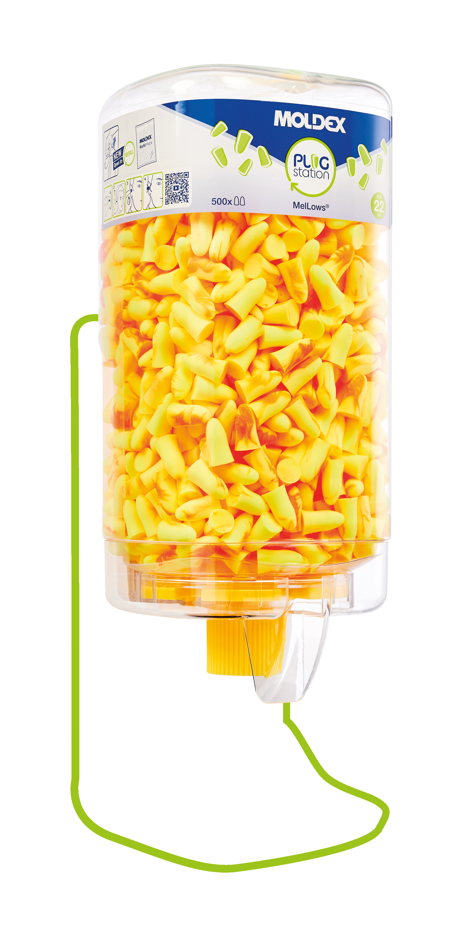 Moldex MelLows® PlugStation 500 Series Orange, Yellow Uncorded Ear Plugs, 21dB Rated, 500 Pairs