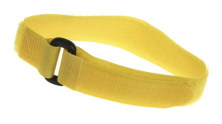 RS PRO Cable Tie, Hook and Loop, 300mm x 20 mm, Yellow Nylon, Pk-10