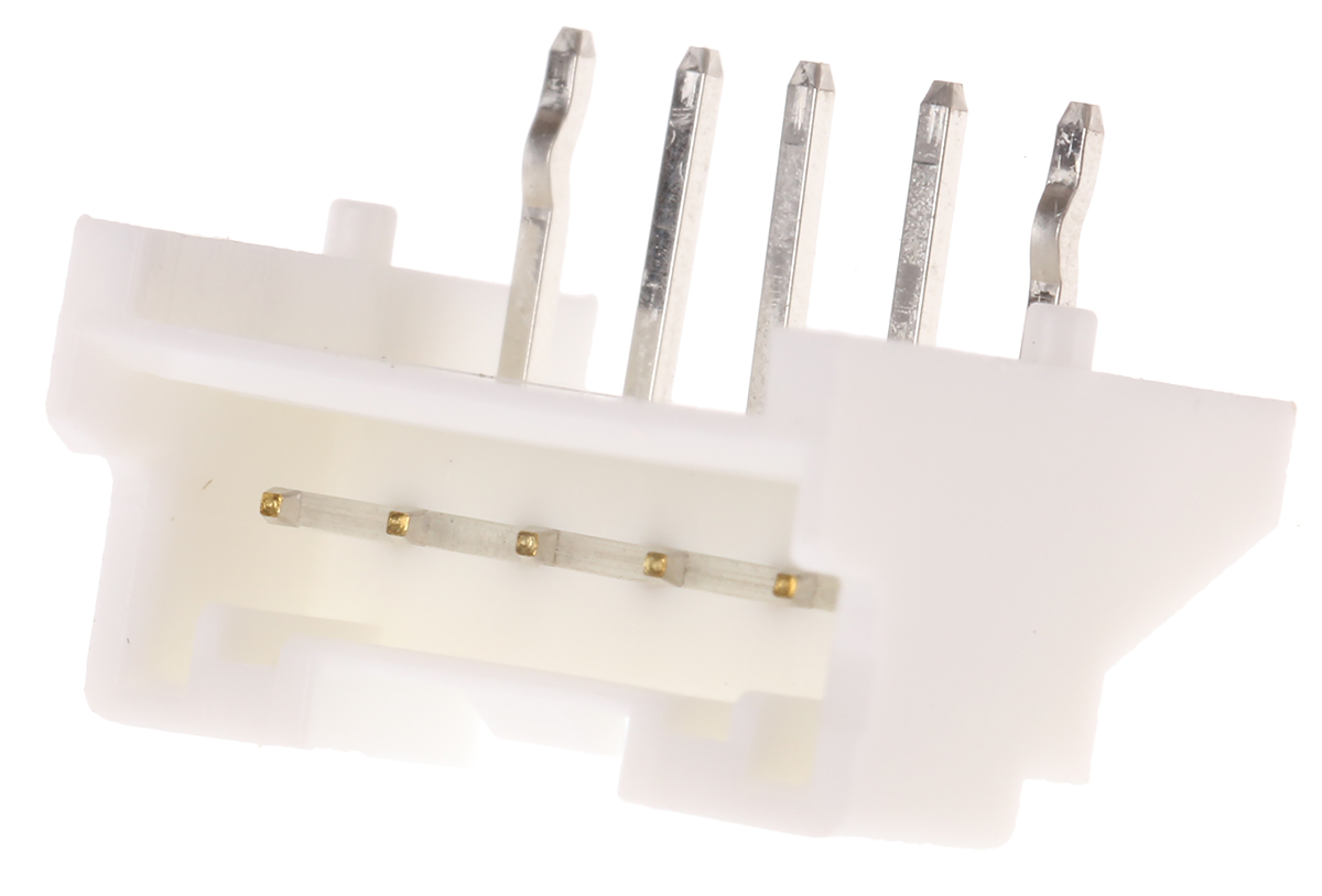 JST PA Series Right Angle Through Hole PCB Header, 5 Contact(s), 2 mm Pitch, 1 Row, Shrouded