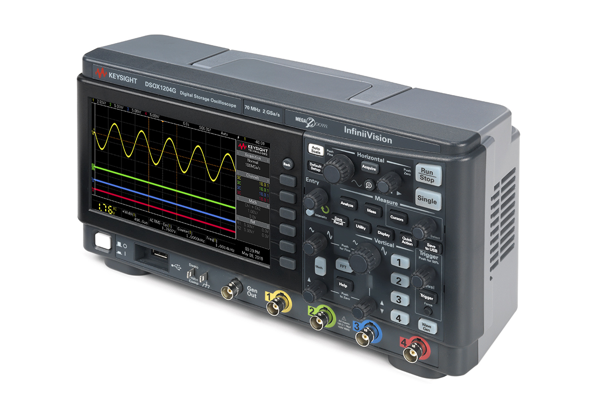 Keysight Technologies DSOX1204G InfiniiVision 1000 X Series, 70MHz Bench Oscilloscope, 4 Analogue Channels - RS