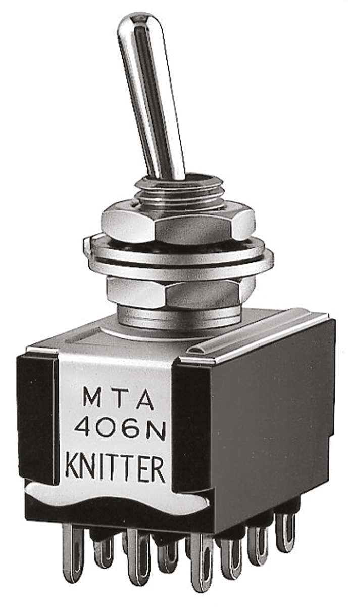 KNITTER-SWITCH Toggle Switch, Panel Mount, On-(On), 4PDT, Solder Terminal