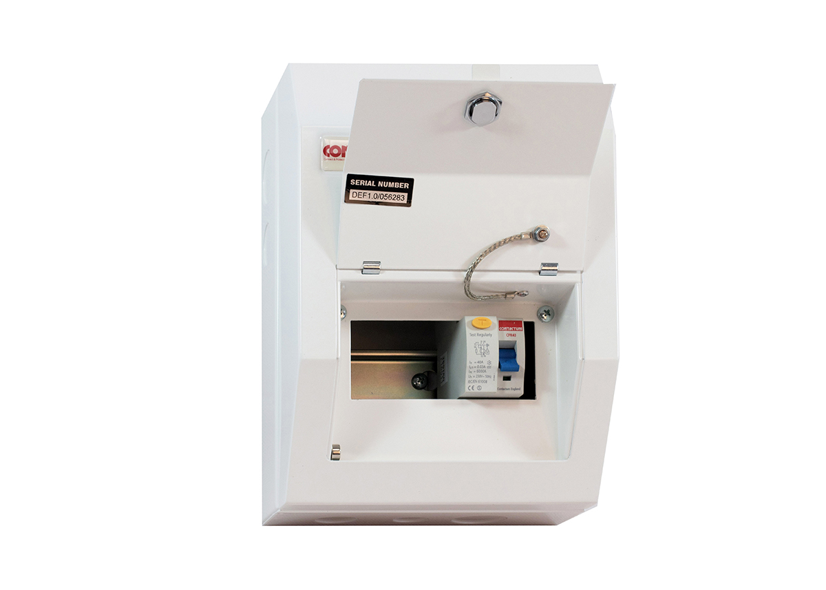 Contactum 4 Way Steel Consumer Unit, 80A Defender