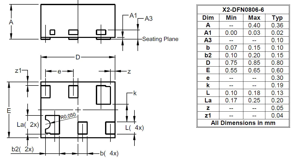 DiodesZetex Type N-Channel MOSFET, 30 V X2-DFN0806-6 DMN31D5UDAQ-7B
