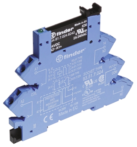 Finder 38 Series Interface Relay, DIN Rail Mount, 6V dc Coil, SPST