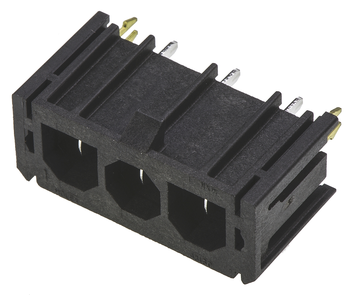 Molex Sabre Series Straight Through Hole PCB Header, 3 Contact(s), 7.49 mm Pitch, 1 Row, Shrouded
