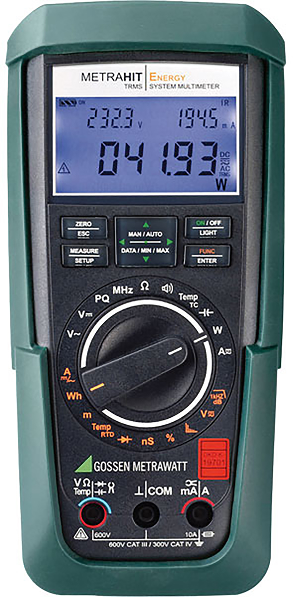 Gossen Metrawatt METRAHit ENERGY Handheld Digital Multimeter, True RMS, 10A ac Max, 10A dc Max, 600V ac Max