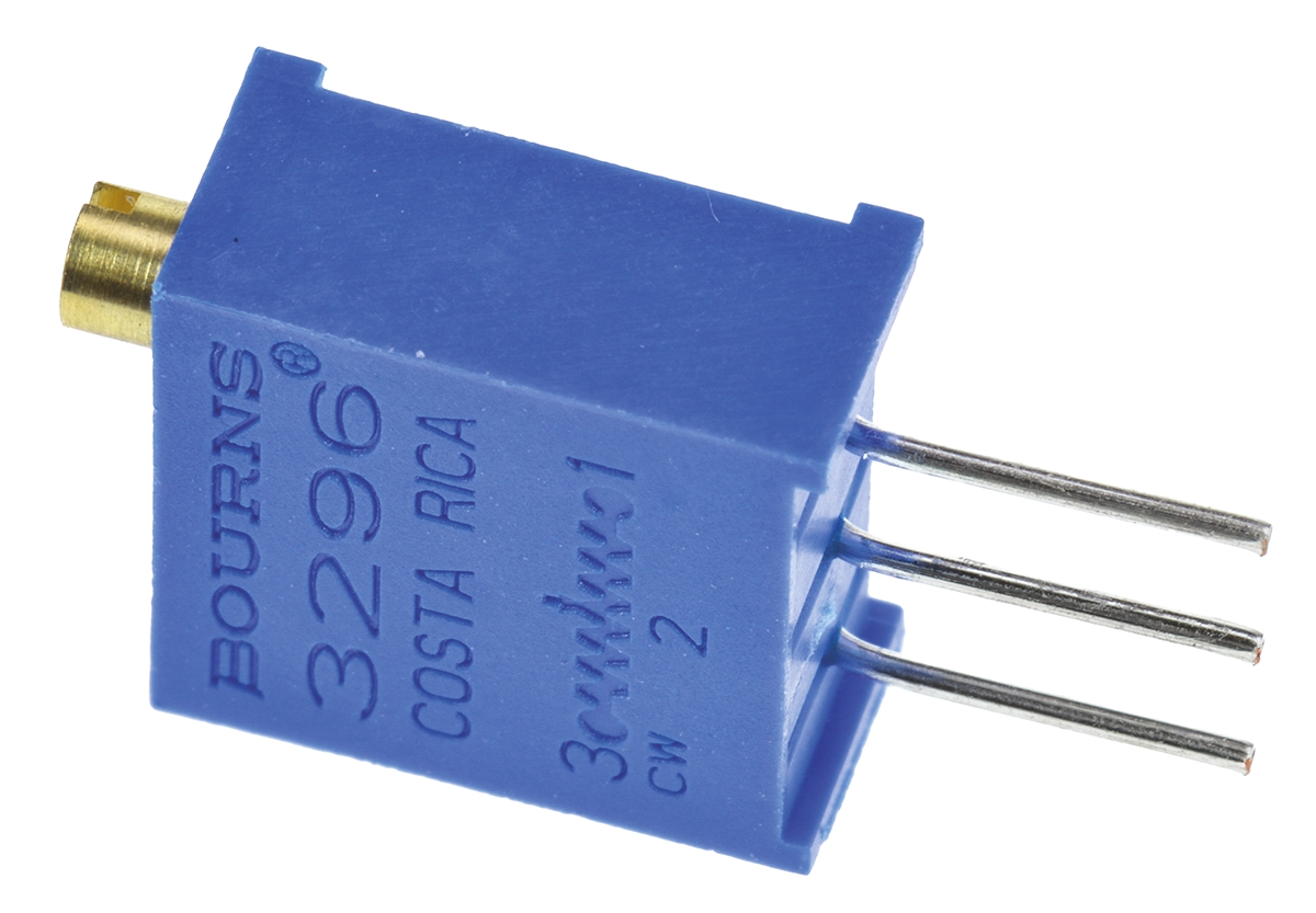 1kΩ, Through Hole Trimmer Potentiometer 0.5W Top Adjust Bourns, 3296