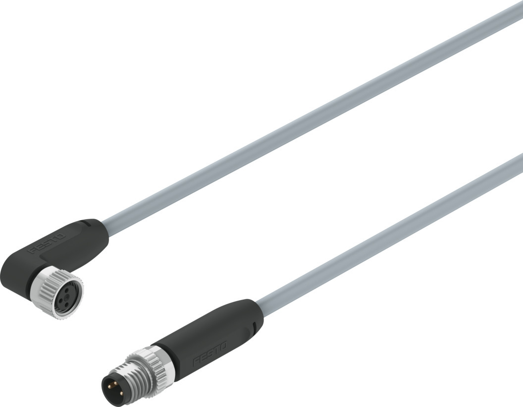 Festo Male 3 way Socket to Female 3 way Plug Actuator/Sensor Cable, 500 mm