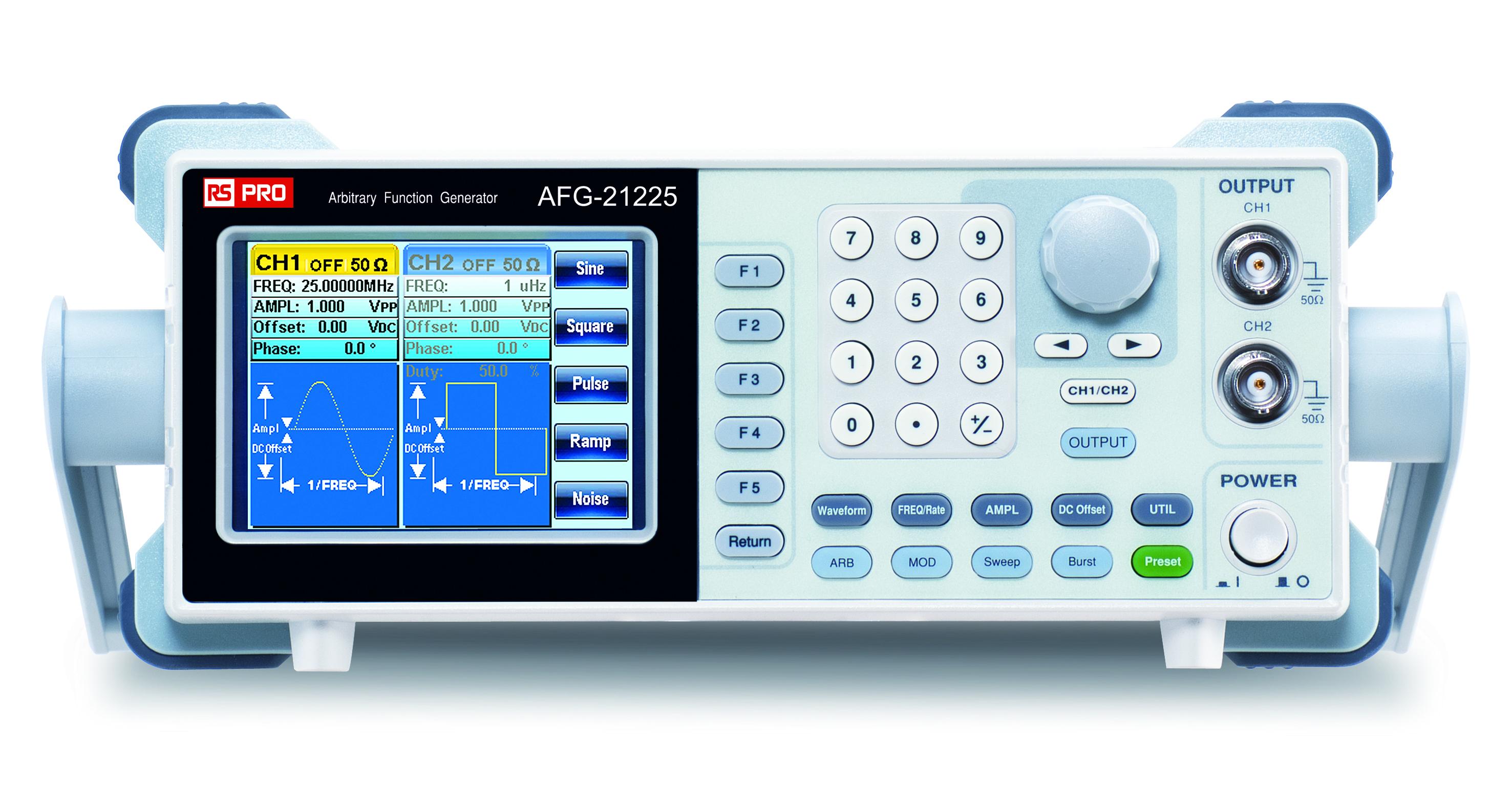RS PRO AFG21125 Function Generator & Counter, 0.1Hz Min, 25MHz Max, FM Modulation, Variable Sweep