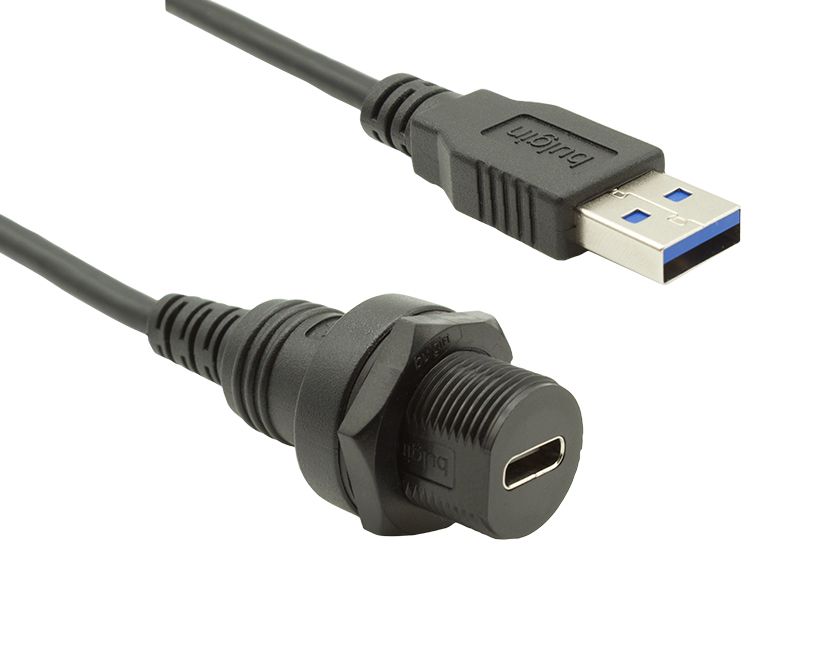 Bulgin USB 3.0, Female USB C to Male USB A, 1m