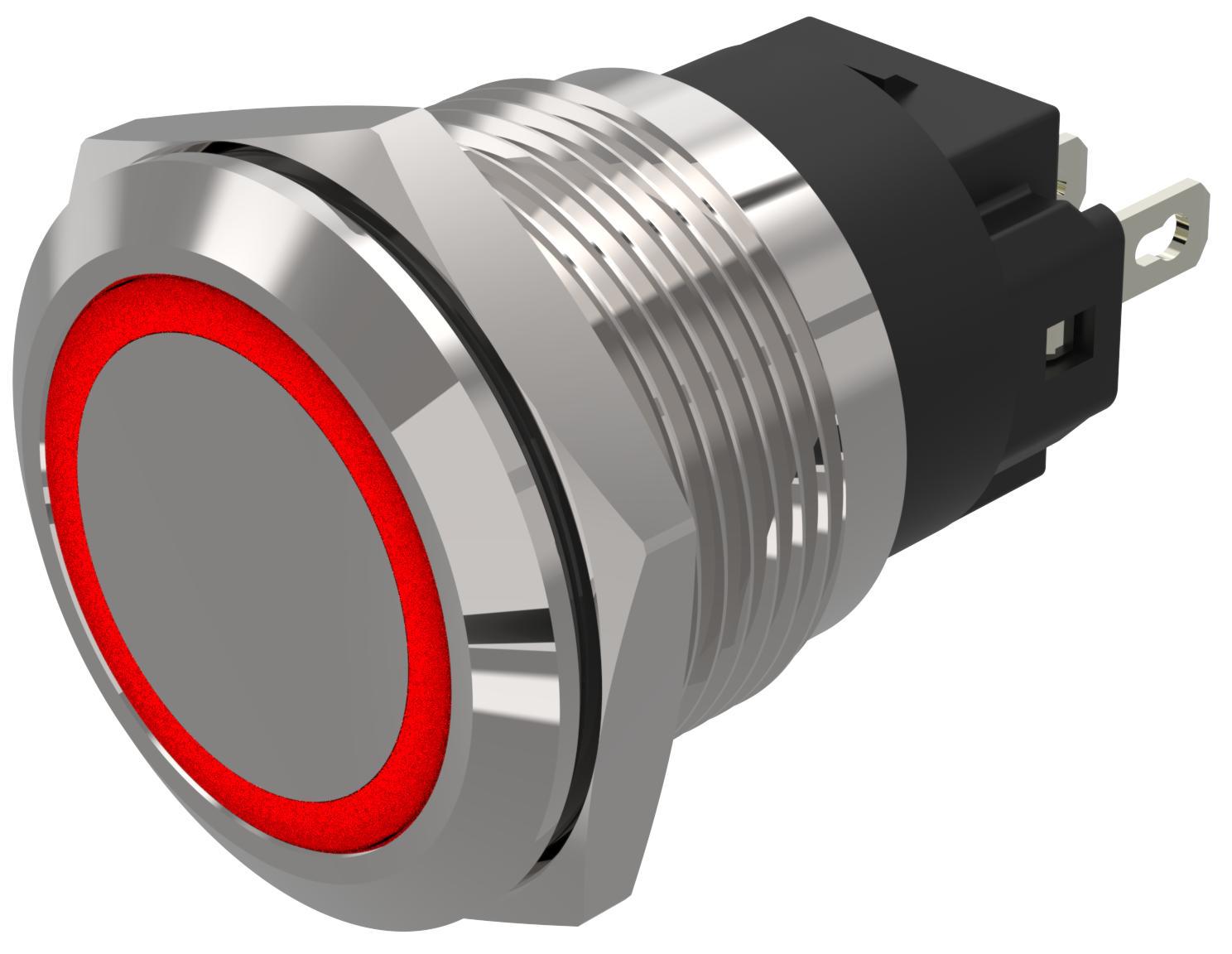 EAO 82 Series Red Indicator, 24V ac/dc, 19mm Mounting Hole Size, Solder Tab Termination, IP65, IP67