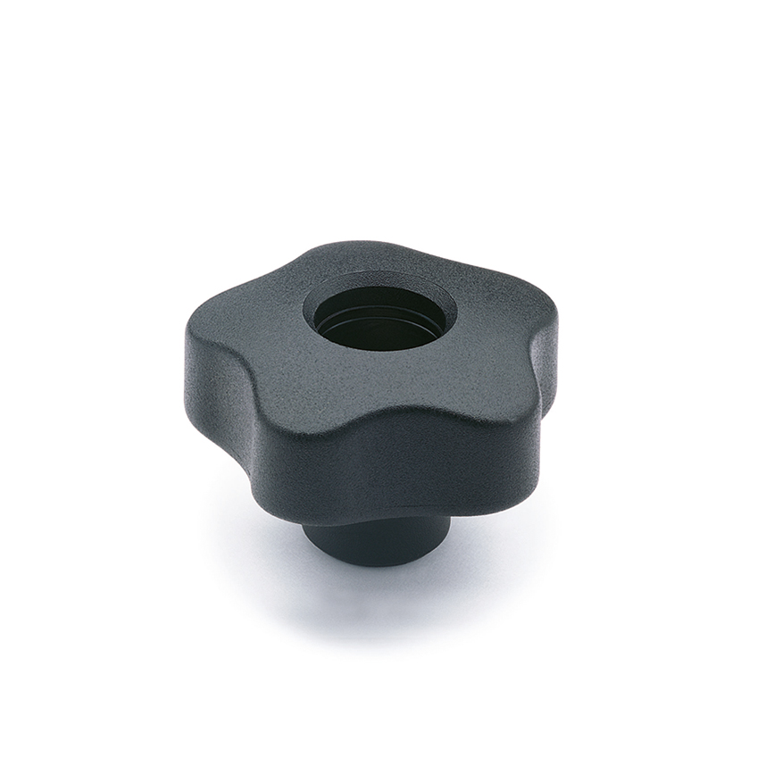 Elesa 69756 Black Polypropylene Based Technopolymer Knob, M8, Threaded Through Hole