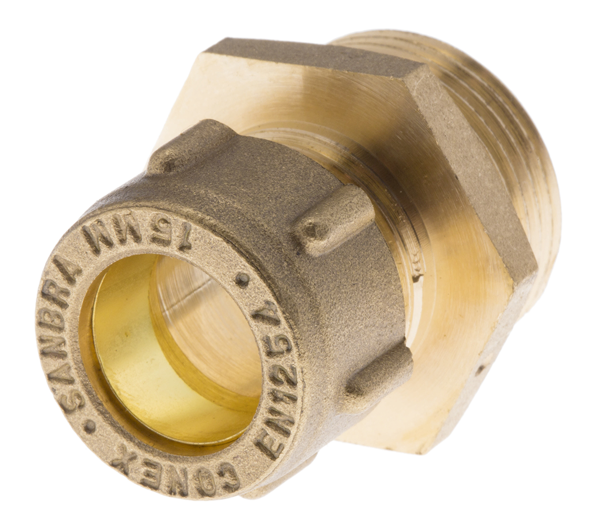 RS PRO Brass Pipe Fitting, Straight Compression Coupler, Male 3/4in to Female 15mm