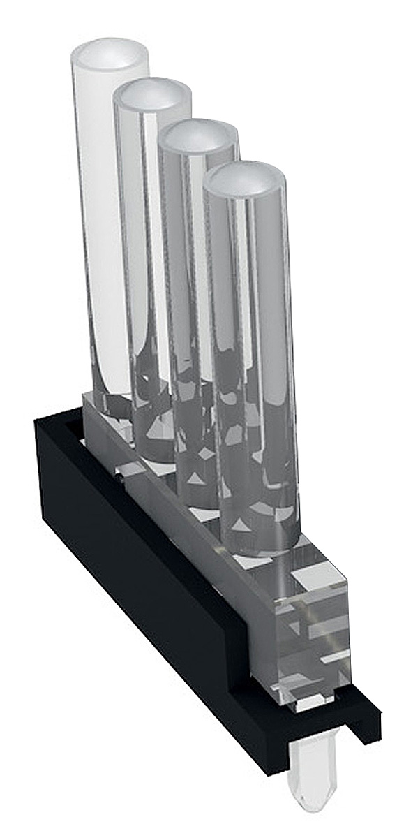 1296.7114 MENTOR, PCB Mounted 4-Way LED Light Pipe, Quad-Level-Row Clear Dome Lens