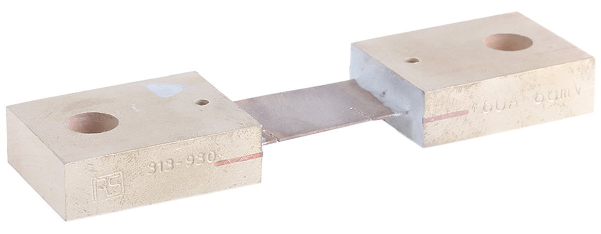 HOBUT Brass-Ended Shunt, 60 A Max, 60mV Output, ±1 % Accuracy