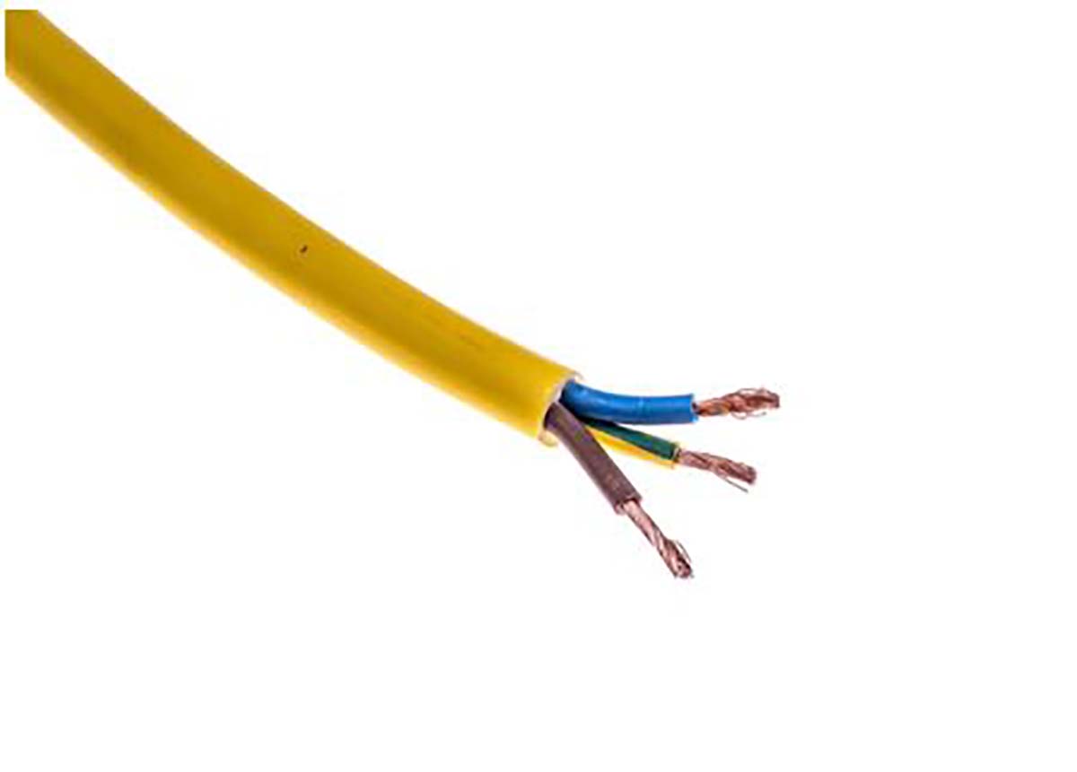 RS PRO Arctic Grade 2.5 mm² 3 Core Power Cable, H05VV-F, Yellow PVC, 100m
