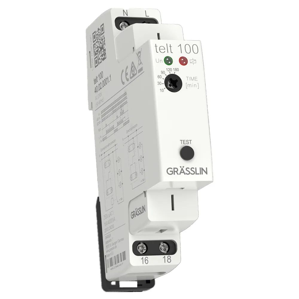 Grasslin Telt 100 Series DIN Rail Mount Timer Relay, 230V ac, 10 → 180min