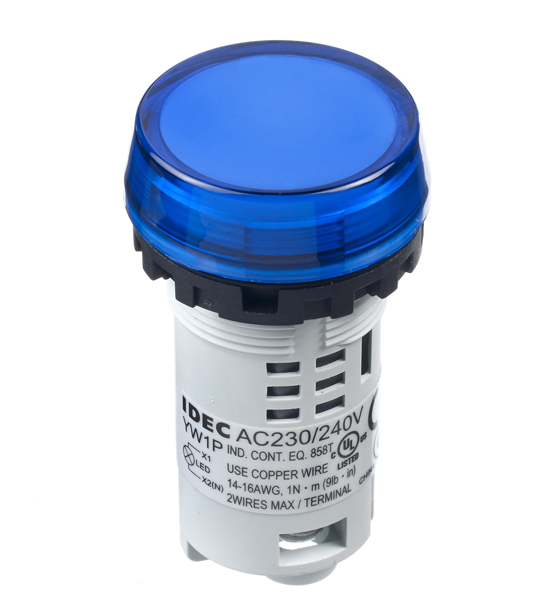 Idec, IDEC YW, Panel Mount Blue LED Pilot Light, 22mm Cutout, 230/240V ac