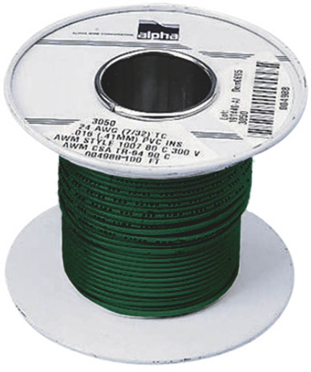 Alpha Wire Green 0.75 mm² Hook Up Wire, 18 AWG, 16/0.25 mm, 30m, PVC Insulation, 3055 GR005