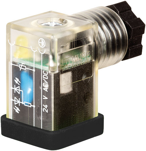 Murrelektronik Limited 2P+E DIN 43650 C, Female DIN 43650 Solenoid Connector with Indicator Light, 24 V AC/DC Voltage