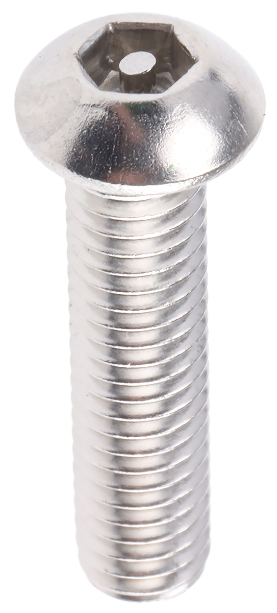 RS PRO Plain Button Stainless Steel Tamper Proof Security Screw, M6 x 25mm
