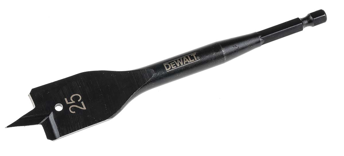 DeWALT DT47 Series Robust Steel Flat Wood Drill Bit, 25mm Diameter, 152 mm Overall