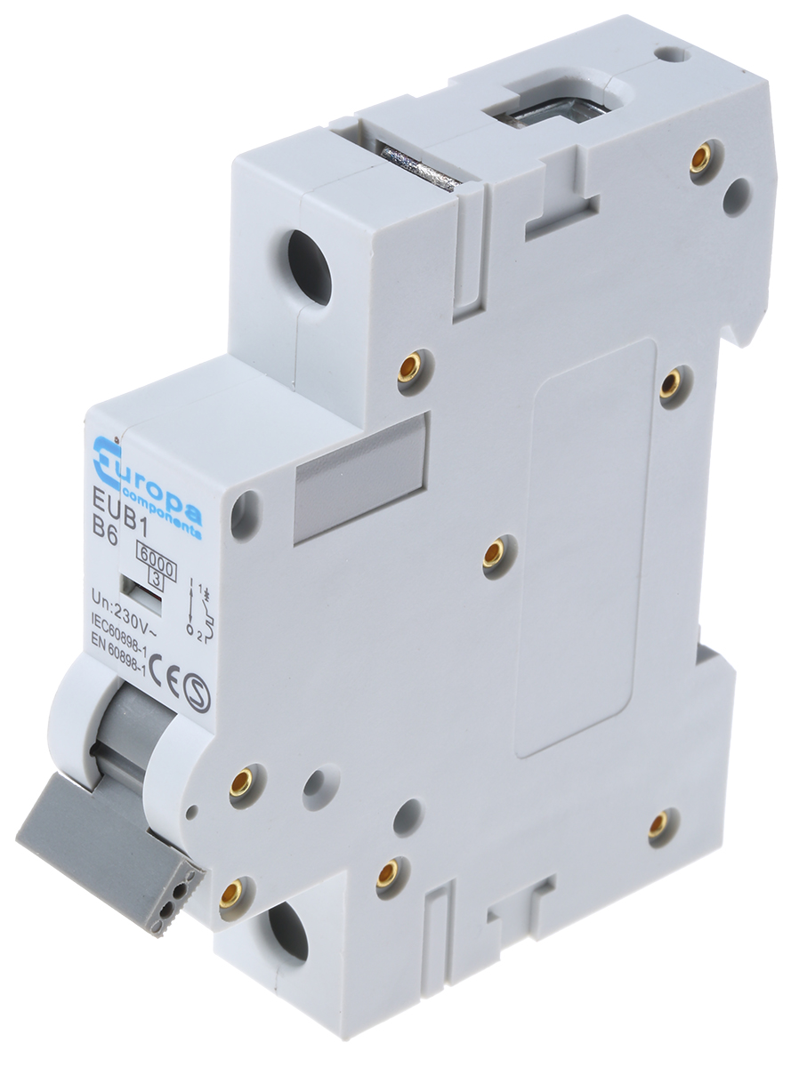 Europa EUB1 EUB MCB, 1P, 6A Curve B, 230V AC