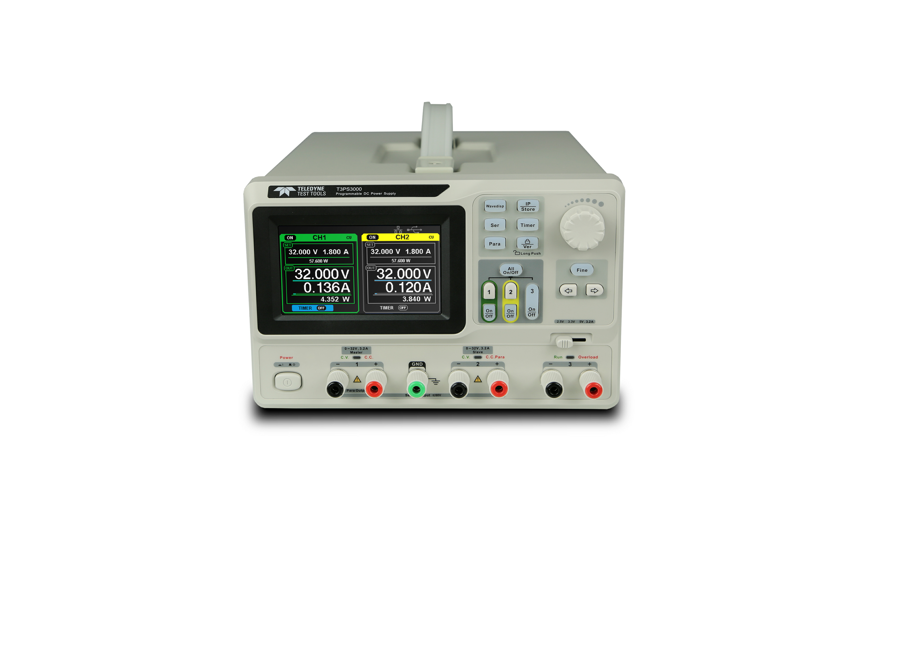 Teledyne LeCroy T3PS Series Digital Bench Power Supply, 0 → 32V, 3.2A, 3-Output, 220W - UKAS Calibrated