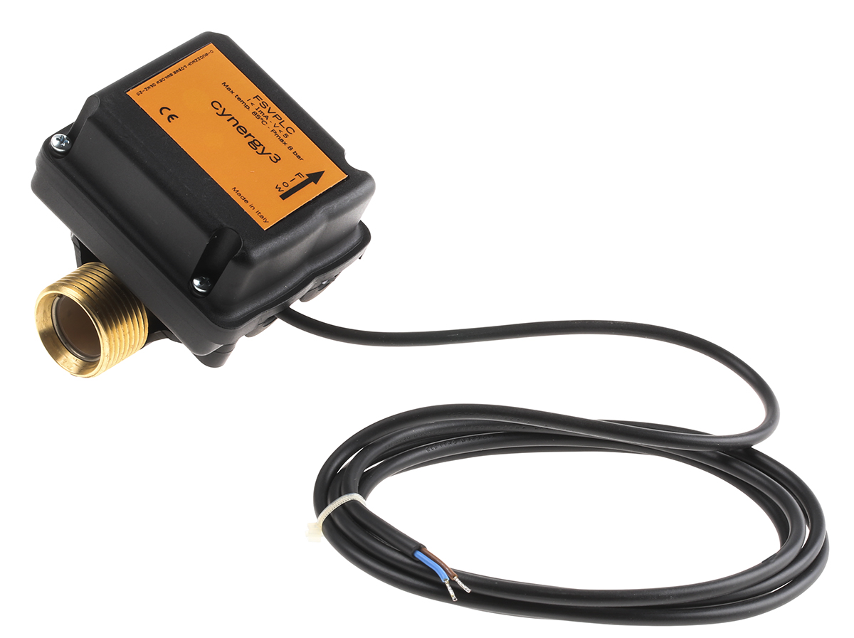 Sensata Cynergy3 FSVPLC Series In-line Flow Switch for Liquid, 3 L/min Min, 80 L/min Max