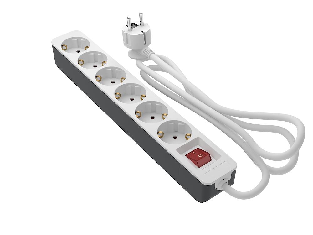 RS PRO 5m 6 Socket Schuko Socket, 250 V, IP20