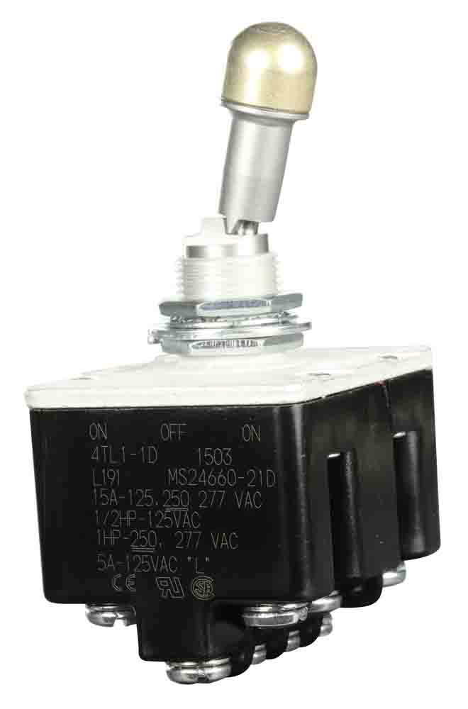 Honeywell Toggle Switch, On-Off-On, 4PDT, Screw Terminal, 28 V