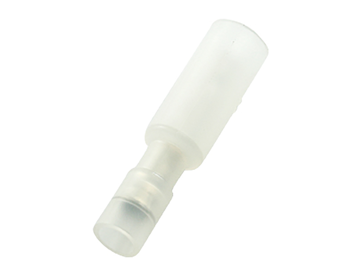 RS PRO Insulated, Clear Crimp Bullet Connector, 0.5mm² to 0.75mm², 22AWG to 18AWG, 2 mm, 3.5 mm Bullet diameter