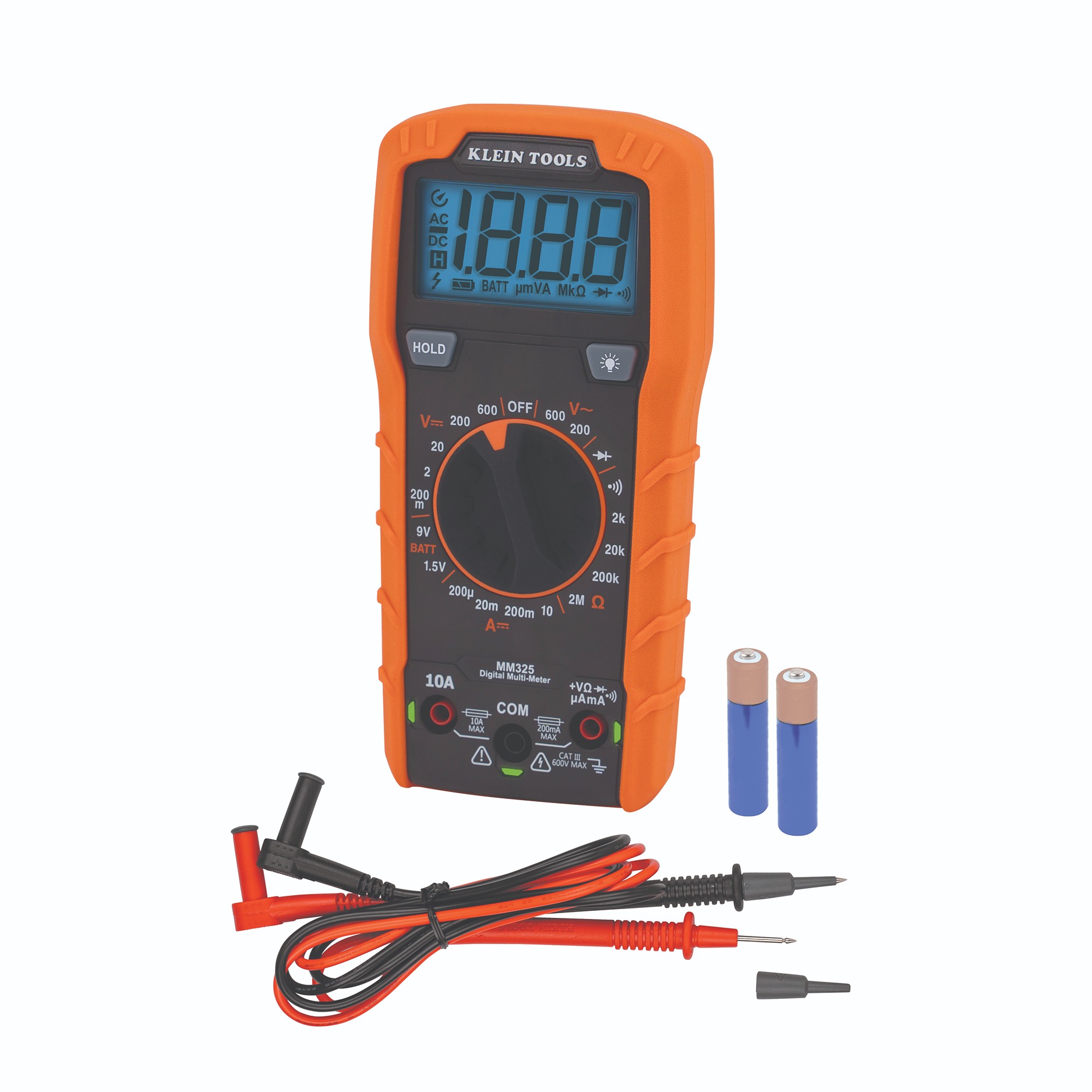 Klein Tools MM325 Handheld LCD Multimeter, 10A dc Max, 600V ac Max