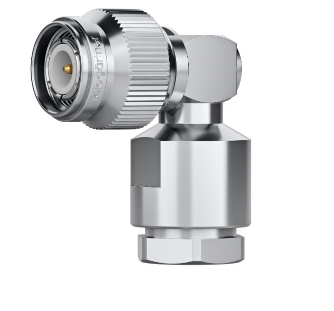 Telegartner Plug Cable Mount TNC Connector, Solder Termination, Angle Body