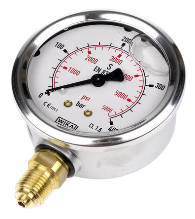 WIKA G 1/4 Analogue Pressure Gauge 400bar Bottom Entry 63mm Outside Diameter, UKAS