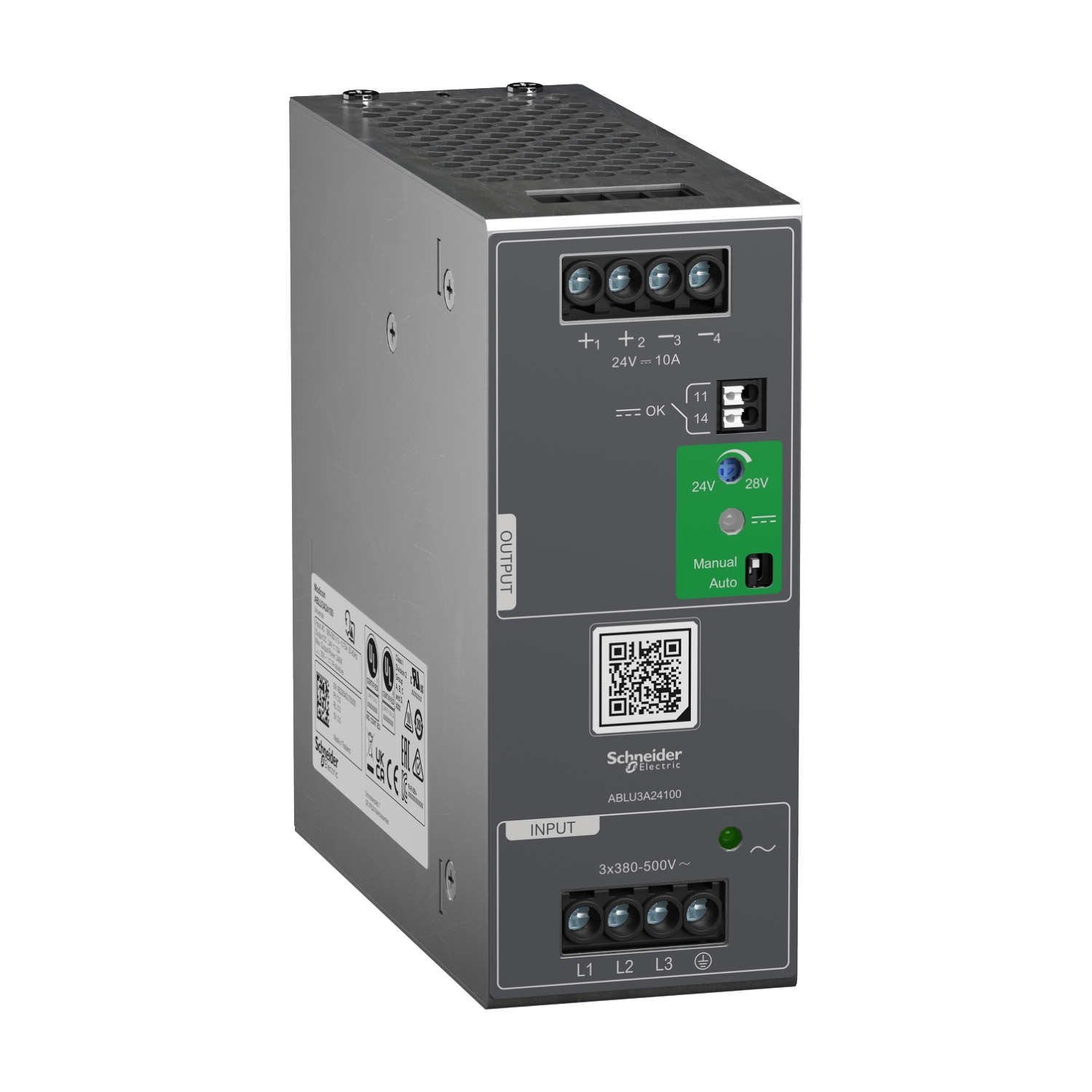 Schneider Electric Modicon Power Supply Switched Mode DIN Rail Power Supply, 500V ac ac Input, 24V dc dc Output, 10A
