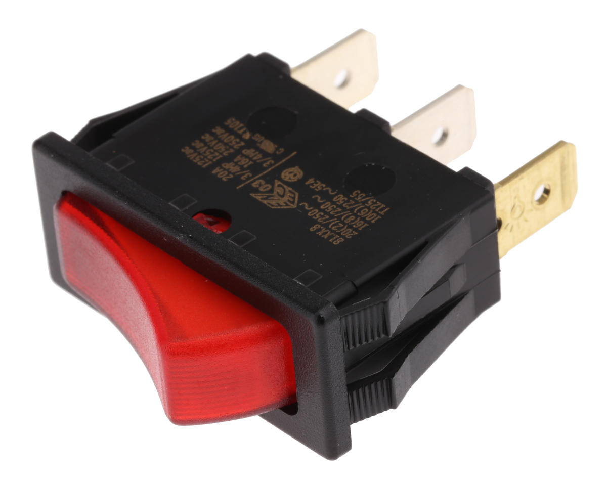 Molveno Illuminated SPST, On-Off Rocker Switch Panel Mount